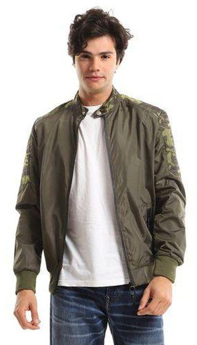 White Rabbit Army Shoulders Band Neck Waterproof Jacket - Olive