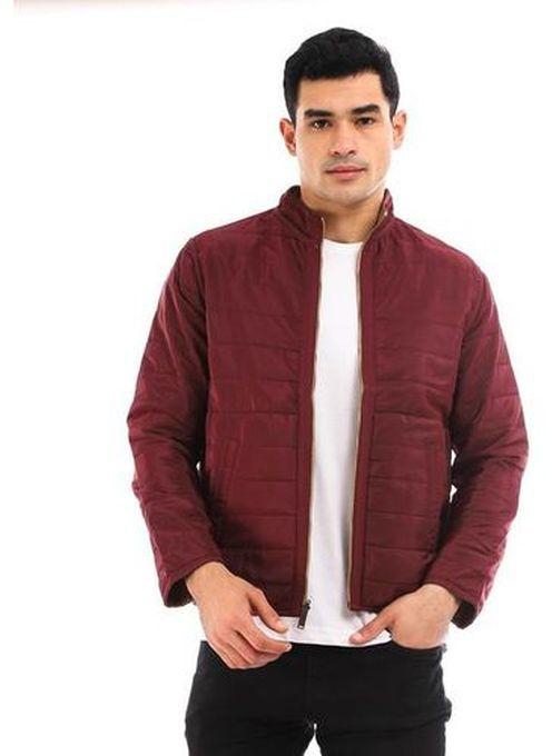 Andora Elegant Double Face Jacket - Dark Camel & Maroon