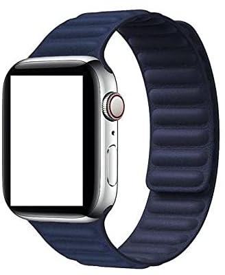 VPG Band Loop Genuine Leather Size 38/40 Magnetic Strong Closure for Apple Watch Series Fifth and Sixth Edition - Blue