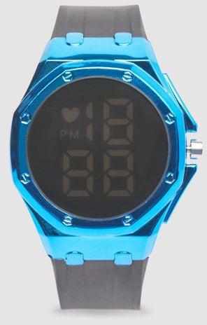 Digital Watches Leather - Black-Blue ,Digital, Quartz