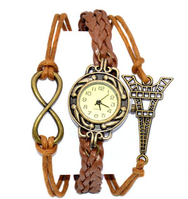 Leather Bracelet Watch - Brown