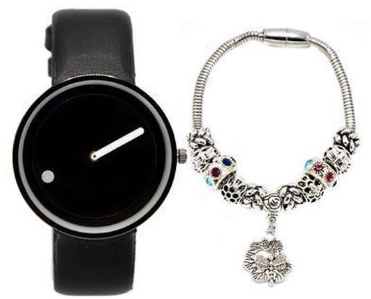 Miyoko Miyoko Leather Watch Bundle With Snake Chain Bracelet