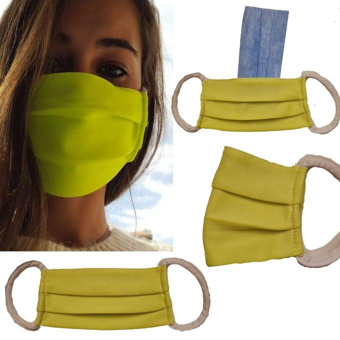 aZeeZ Solid Yellow Face Mask - 3 Layers