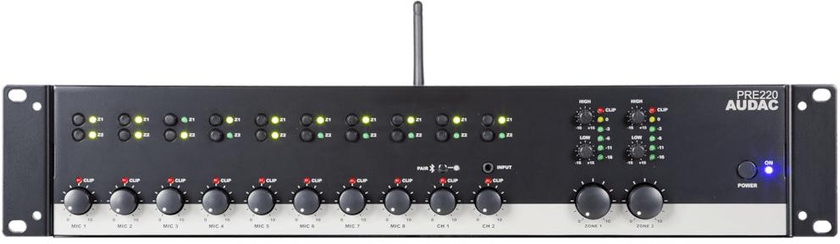 AUDAC Two Zone 10-Channel Stereo Preamplifier PRE220 Black