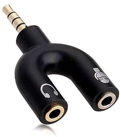 U Shaped 3.5mm Stereo Audio Earphone Mic Splitter Adapter