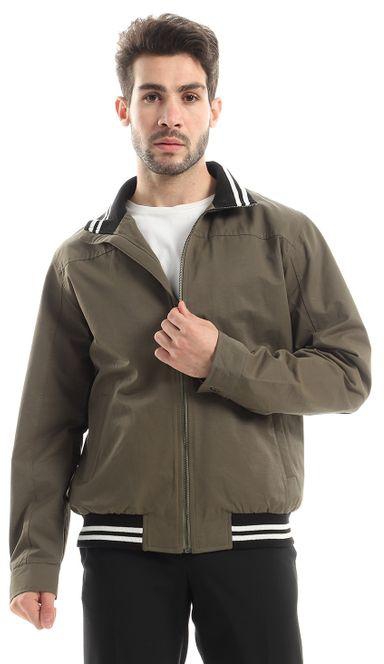 Ted Marchel Casual Lightweight Jacket With Front Pockets - Olive