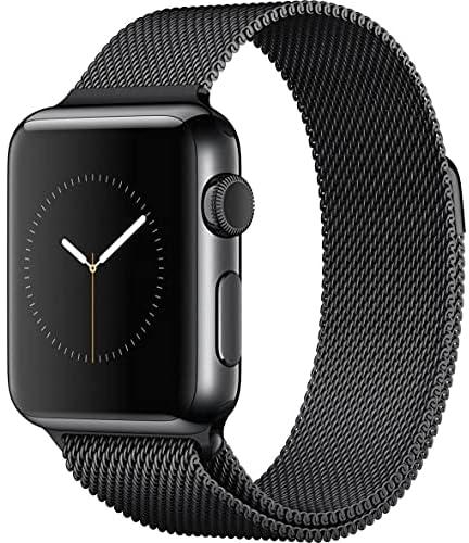 For Apple Watch Series 3 Size 38mm Light Stainless Steel Milanese Loop Band from Smart Stuff - Black