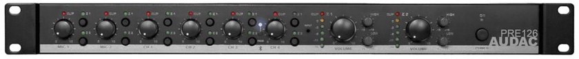 AUDAC PRE126 TWO ZONE – 6 CHANNEL STEREO PREAMPLIFIER