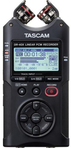 Tascam DR-40X 4-Channel / 4-Track Portable Audio Recorder and USB Interface with Adjustable Mic