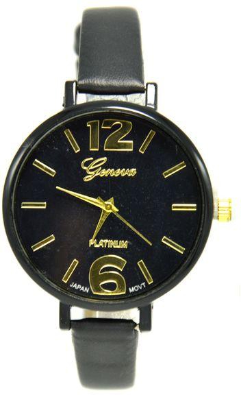 Geneva Leather Watch - For Women - Black