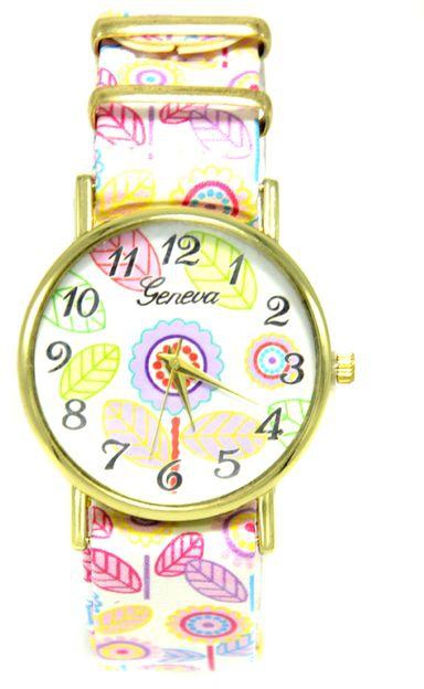 Geneva Leather Watch - For Women - Multicolor