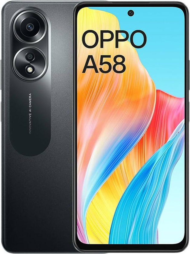 OPPO A58 - 6.56-Inch 128GB/6GB 5G Mobile Phone - Glowing Black