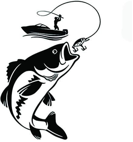 Solo e455 fish car sticker, 15 x 15 cm - black and white