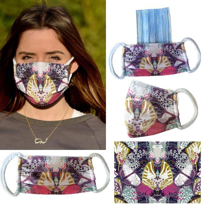 aZeeZ Colourful Butterflies Face Mask - 3 Layers + 5SMS Filter