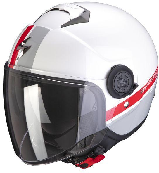 Scorpion Exo-City Strada Open Face Helmet - White/Silver/Red