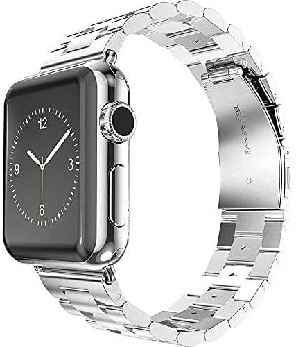 MEMORiX Stainless Steel Metal Link Band for Apple Watch 42mm Silver