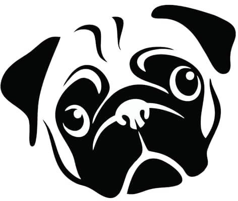 Solo e128 pug dog printed car sticker, 15 x 15 cm - black and white