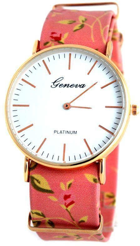 Geneva GLA-PIN Leather Watch - Pink