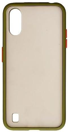 Generic Plastic Hard Back Phone Case With Colored Silicone Edges And Semi Transparent Back For Samsung Galaxy A01 / A015F 5.7 inch - Olive Orange