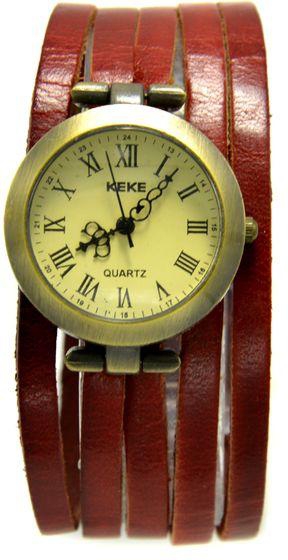 Leather Watch - For Women - RED