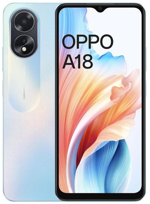 OPPO A18 - 6.56 Inch 128GB/4GB Dual SIM 4G Mobile Phone - Glowing Blue (D)