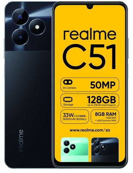 realme C51 - 6.74-inch 128GB/4GB Dual SIM Mobile Phone -Carbon Black (D)