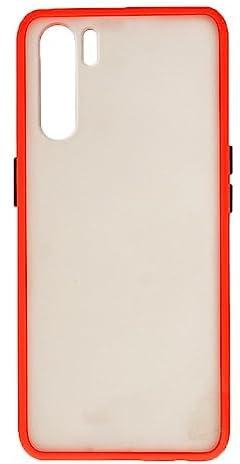 Generic Plastic Hard Back Phone Case With Colored Silicone Edges And Semi Transparent Back For Oppo F15/A91/Reno3 6.53 inch - Red Black