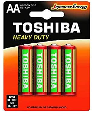 Toshiba R6KG BP-4 TG SS-F Heavy Duty AA Carbon Zinc Batteries, 1.5 V, 4 Pieces