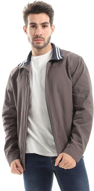 Ted Marchel Casual Lightweight Jacket With Front Pockets - Dark Grey