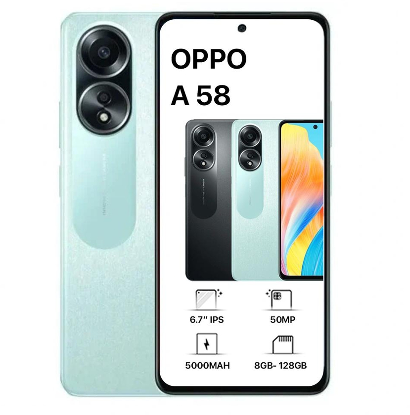 Oppo A58 Dual Sim - (128GB), 8GB Ram, 4G