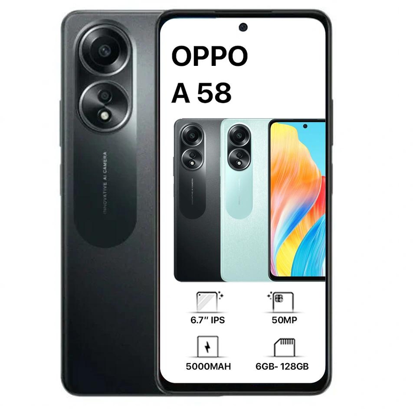 Oppo A58 Dual Sim - (128GB), 6GB Ram, 4G