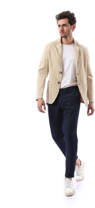 Andora All Season Beige Notched Lapel Buttoned Closure Blazer