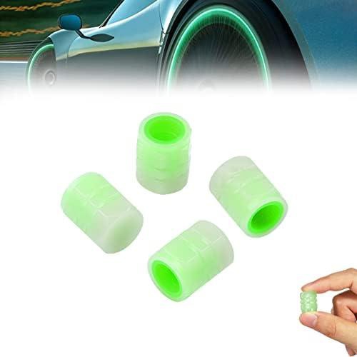 UNQLUX Universal Fluorescent Car Tire Valve Caps, Car Tire Valve Caps, Luminous Tire Valve Stem Caps, Durable Tire Pressure Caps, Fits Most Cars, Motorcycles, SUV, Trucks, Bicycles, 4PCS