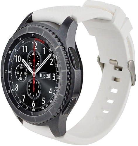 for Samsung Gear S3 Soft Silicone Wriest Rubber Band Watch Strap for Gear S3 Frontier and Classic 22mm with Built in Pins for Easy attach and release - White