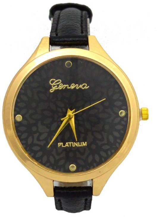 Geneva FLW-BK Leather Watch - Black