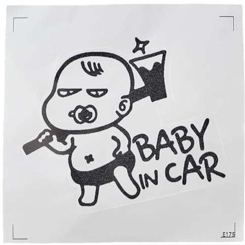 Solo e175 baby in car shaped car sticker, 15x15 cm - black and white