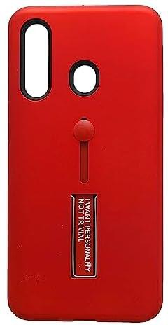 Generic Plastic Phone Cover Protection With Black Edges And Silicone Finger Holder For Samsung Galaxy A60 / M40 6.3 Inch - Red