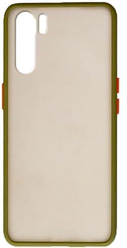 Generic Plastic Hard Back Phone Case With Colored Silicone Edges And Semi Transparent Back For Oppo F15/A91/Reno3 6.53 inch - Olive Orange