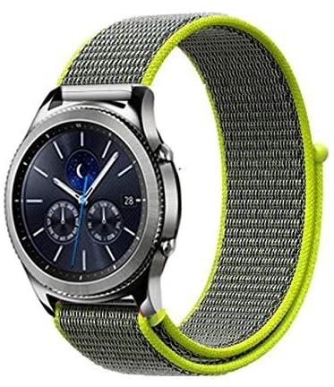 Canvas Woven Nylon Sport Watchwrist Band and for Samsung Galaxy Watch 46mm / - Bright Yellow & Grey