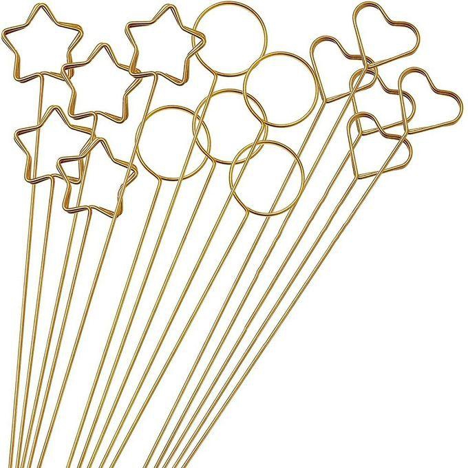 30PCS Metal Wire Floral Place Card Holder,Photo Clip Flower Card Holder Metal for Shower Party Favor(Round,Star,Heart)