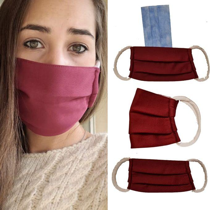 aZeeZ aZeeZ Burgundy Face Mask - 3 Layers