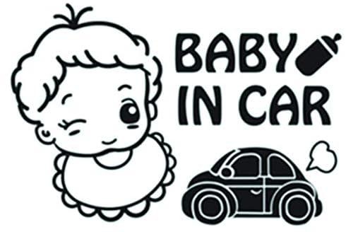 ستيكر لاصق للسيارة عليه عبارة «Baby-in-Car» بمقاس 15 × 15 سم، لون اسود وابيض، E277