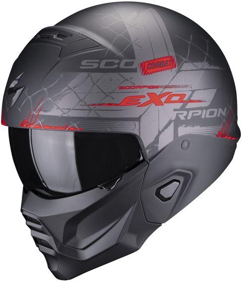 Scorpion EXO-Combat II Xenon Open Face Helmet - Matte Black/Red