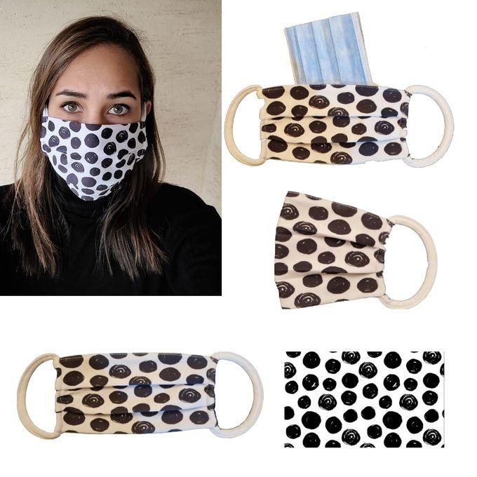 aZeeZ Black Polka Dots Face Mask - 3 Layers