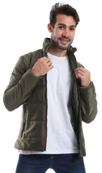 White Rabbit Quilted Pattern Long Sleeves Jacket - Olive Green