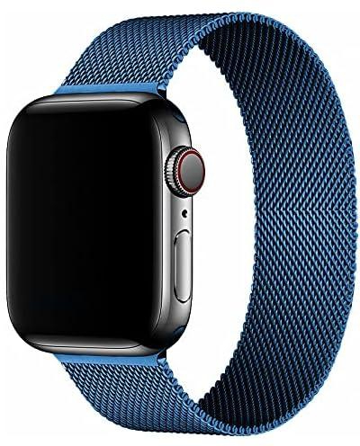 Smart Stuff Light Stainless Steel Milanese Loop Band for Apple Watch 1, Size 38mm (Blue)