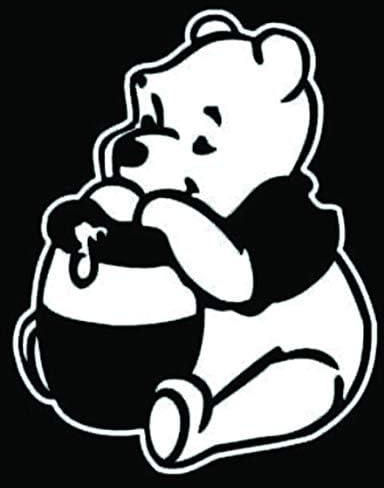 Solo E198 Pooh Car Sticker, 15 x 15 cm - Black and White