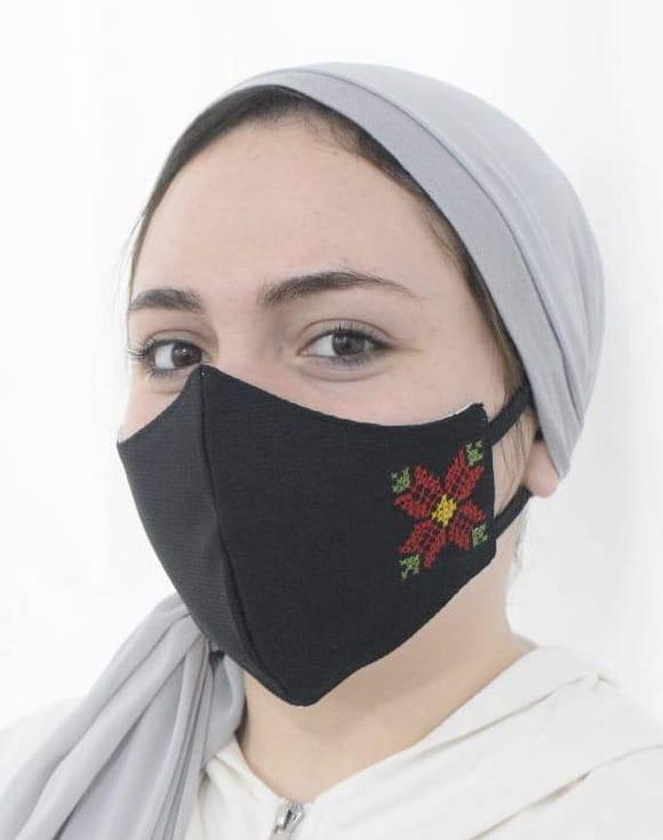 Ebda3 Men Masr Embroidered Face Mask - Black