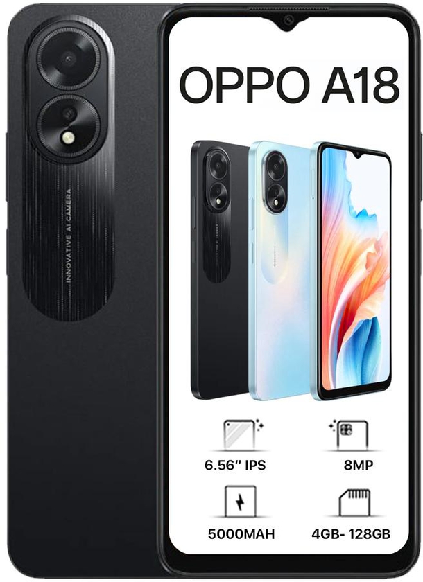 Oppo A18 Dual Sim – (128GB), 4GB Ram,4G - Dubai Phone