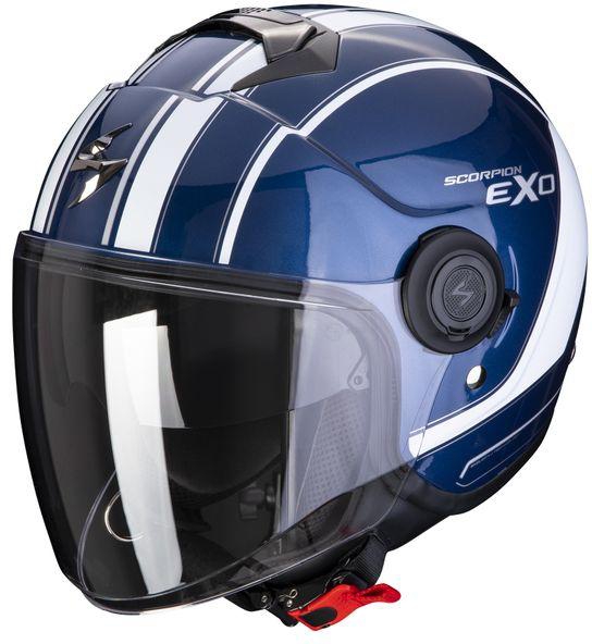 Scorpion Exo-City Scoot Open Face Helmet - Dark Blue/White